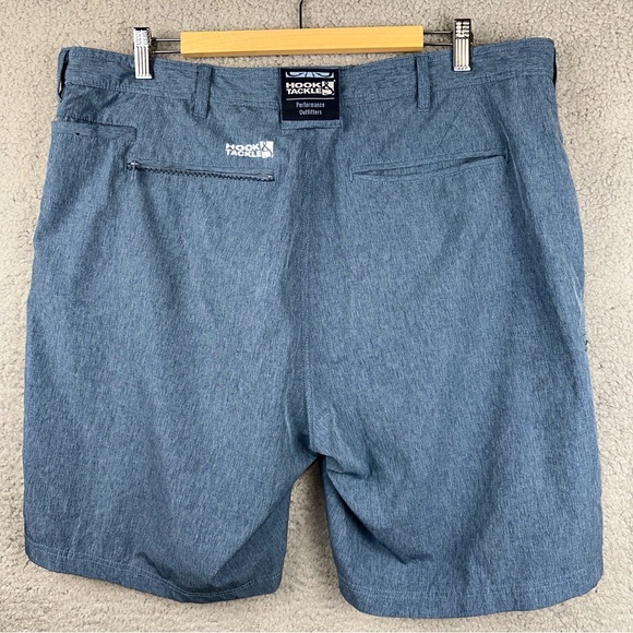 Hook & Tackle Men's Shorts Blue 38 Performance Outfitters Hi-Tide Hybrid Fishing - Picture 9 of 13